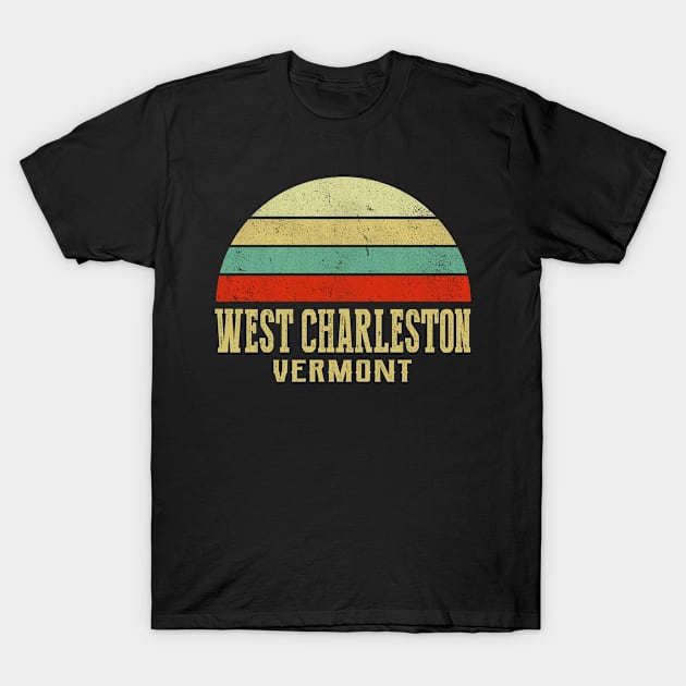 WEST CHARLESTON VERMONT Vintage Retro Sunset T-Shirt by LIPTIN